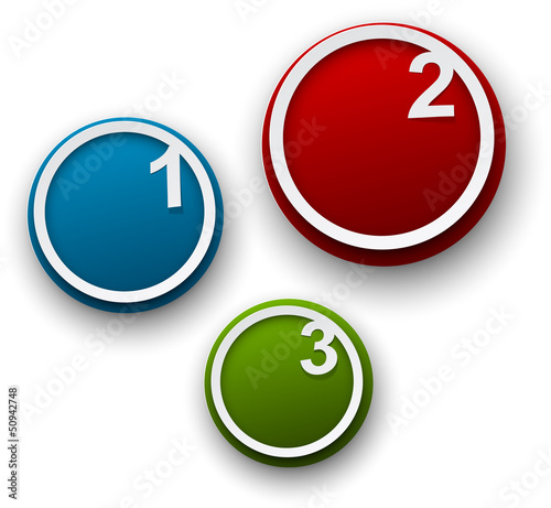 Vector: Set of white numbered paper stickers. Set of white numbered paper stickers.