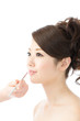 Beautiful asian woman on white background