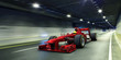 red racecar in a tunnel