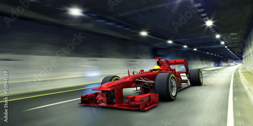 Illustration: red racecar in a tunnel red racecar in a tunnel