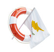 Illustration: Cyprus flag in rescue circle, lifebuoy, life buoy Cyprus flag in rescue circle, lifebuoy, life buoy