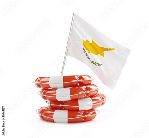 Illustration: Cyprus flag in rescue circle, lifebuoy, life buoy Cyprus flag in rescue circle, lifebuoy, life buoy