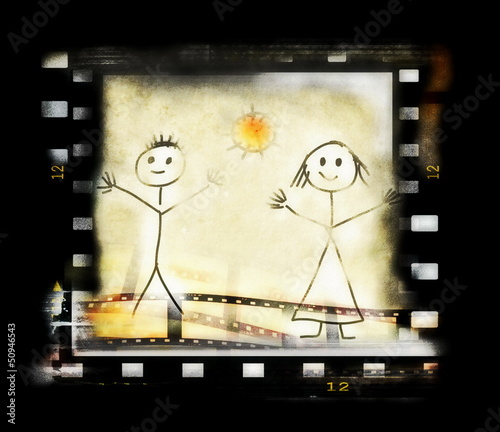 Illustration: grunge film strip frame background grunge film strip frame background