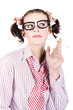 Nerd girl smoking