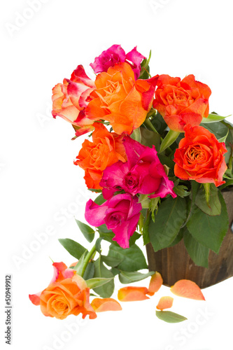 Photo: bouquet of fresh pink and orange roses bouquet of fresh pink and orange roses