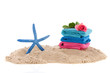 Towels and starfish at the beach