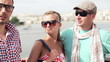 Young friends meeting by the river, super slow motion