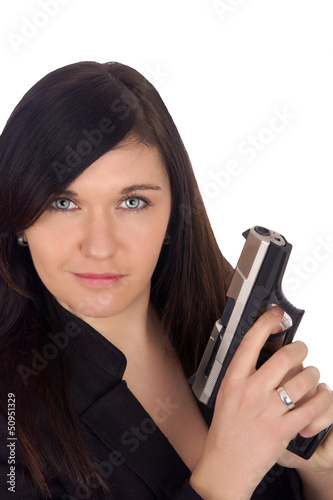 Photo: woman with handgun woman with handgun