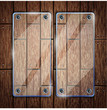 Glass frame on wooden texture background