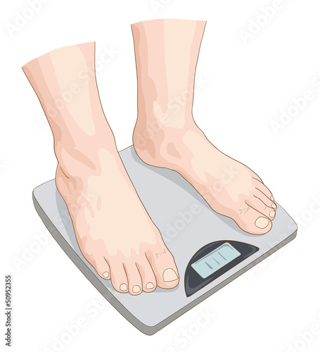 Vector: Man on the scale. Man on the scale.