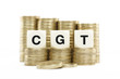 CGT (Capital Gains Tax) on gold coins on white background