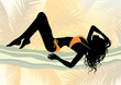 Vector: Girl in bikini on the beach Girl in bikini on the beach