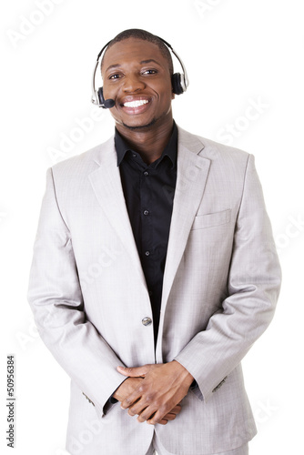 Photo: Support phone operator in headset Support phone operator in headset