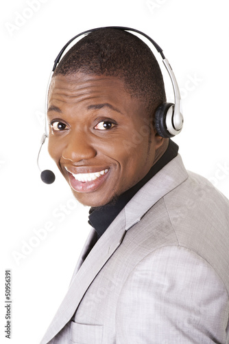 Photo: Support phone operator in headset Support phone operator in headset
