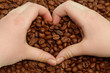 Photo: Coffee beans and heart, concept Coffee beans and heart, concept