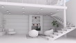 Modern white living room interior animation