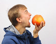 man gone mad on fruit