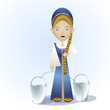 Russian girl with buckets