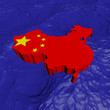 China map flag in abstract ocean illustration