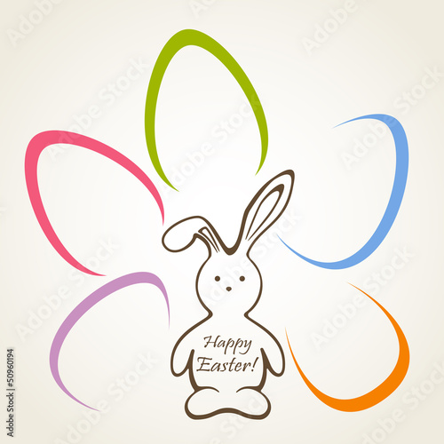 Vector: Easter bunny and eggs Easter bunny and eggs