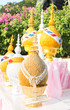 golden tray with pedestal on Thai ceremony occasion