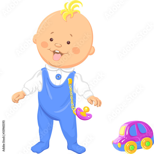 Vector: Vector cute baby boy learns to walk Vector cute baby boy learns to walk