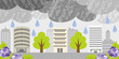 Rainy day on building city