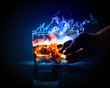 Two glasses of burning absinthe