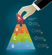 Businessman hand making a pyramid business strategy diagram puzz