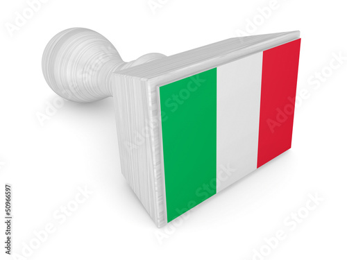 Illustration: Wooden stamp with Italian flag. Wooden stamp with Italian flag.