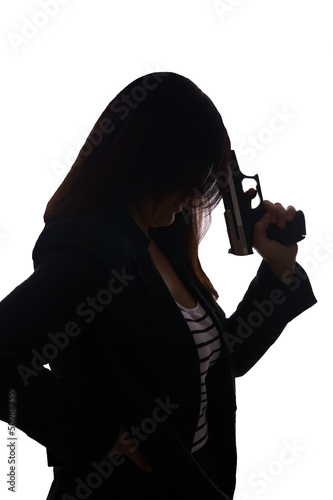 Photo: woman with handgun woman with handgun