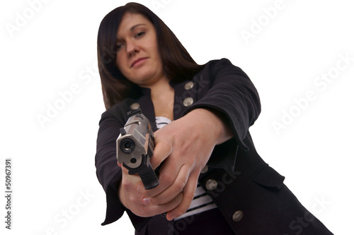 Photo: woman with handgun woman with handgun