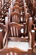 Stacked wooden classic chairs, vintage objects