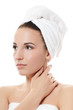 Spa beautiful woman .Touches the face