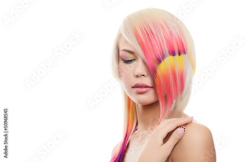 Photo: irl with a bright make-up and multi-coloured strand in hair irl with a bright make-up and multi-coloured strand in hair