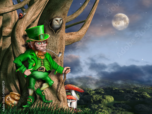 Illustration: Leprechaun at night Leprechaun at night