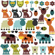 Set of funny various colorful animals