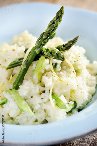 Photo: Food: Asparagus risotto with lemon strips Food: Asparagus risotto with lemon strips