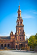 Tower of  Plaza de Espana, Seville, Seville Province, Spain.