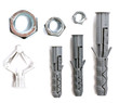 nuts and plastic parts dowels