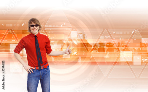 Photo: Happy smiling young man dancing Happy smiling young man dancing