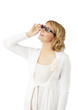 Photo: portrait of caucasian blond woman in glasses portrait of caucasian blond woman in glasses