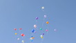 colored balloons fly in the sky. children’s Holiday