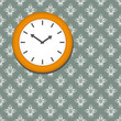 Clock on seamless floral wallpaper
