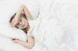 sick girl in white bed