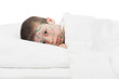 sick boy in white bed