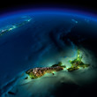 Night Earth. Pacific - New Zealand