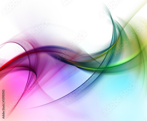 Illustration: Abstract gentle color waves on white background Abstract gentle color waves on white background