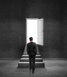 man and door in wall