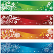 Four seasonal banners with flowers and snowflakes design